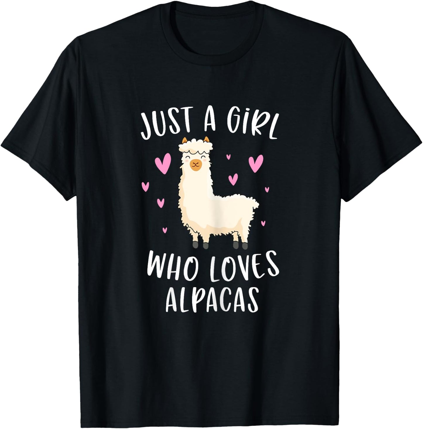 Just A Girl Who Loves Alpacas Funny Alpaca Gifts For Girls T-Shirt - T-Shirt | Black
