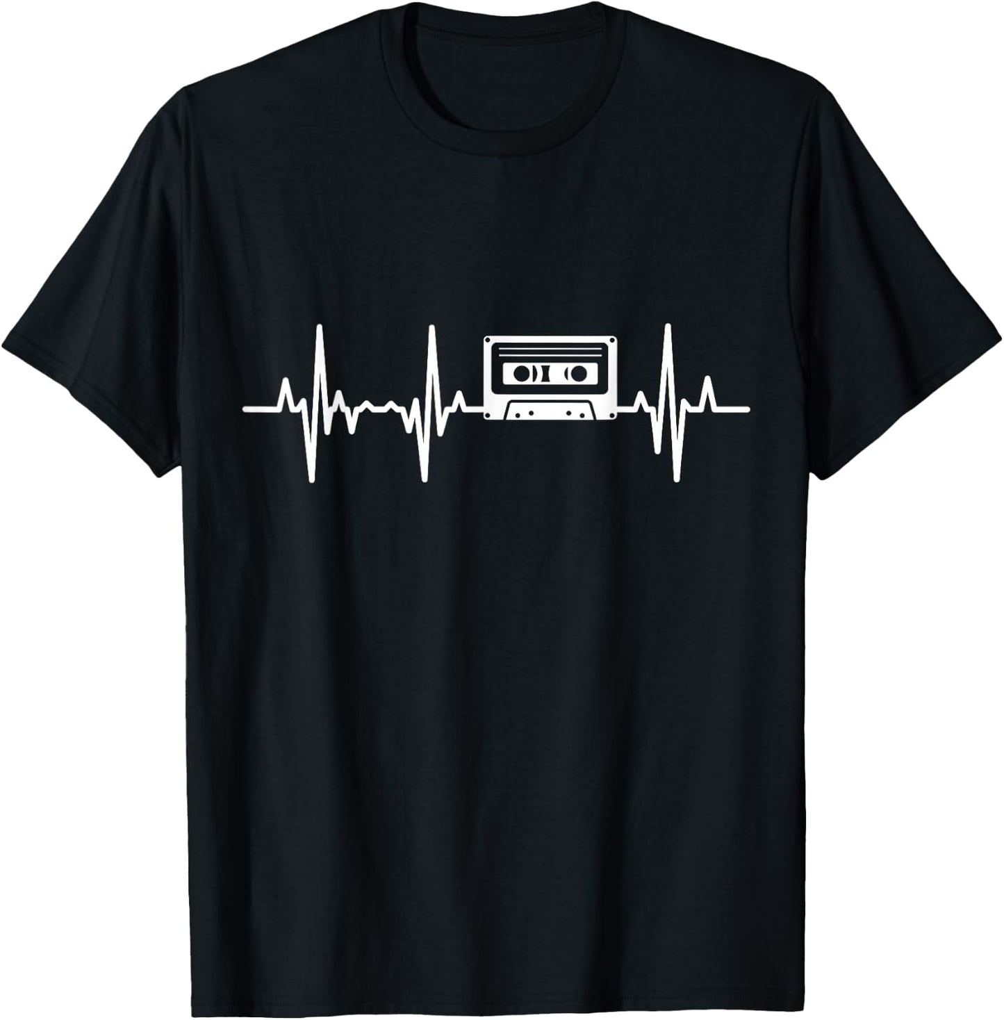 Cassette Tape Heart Rate Vintage Vaporwave T-Shirt - T-Shirt | Black