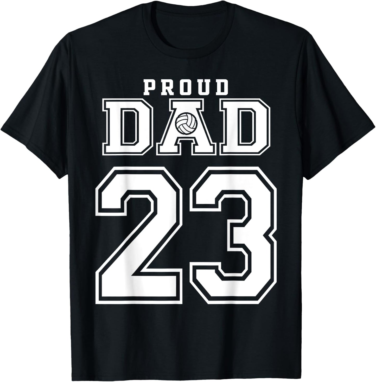 Custom Proud Volleyball Dad Number 23 Personalized T-Shirt - T-Shirt | Black