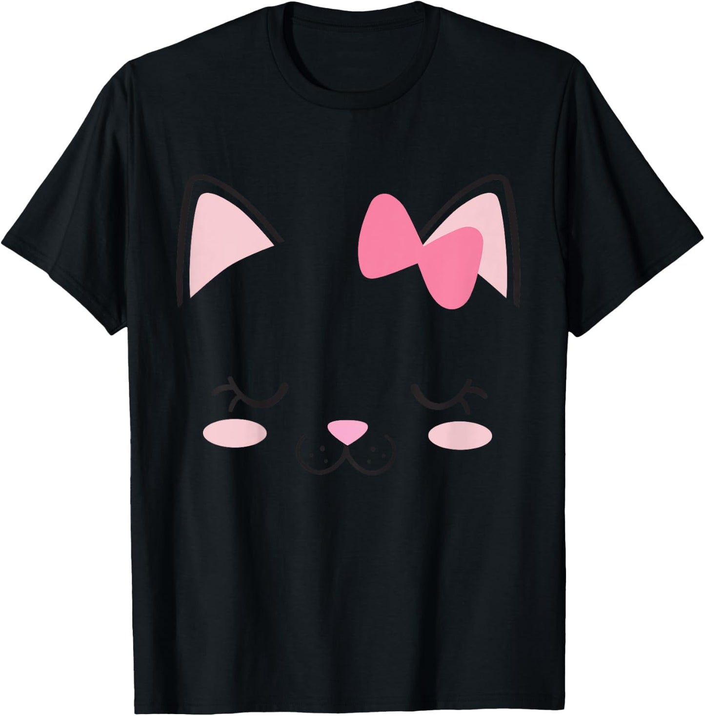 Children's Cat Face Cat Fancy Dress Costume Cat , White T-Shirt - T-Shirt | Black