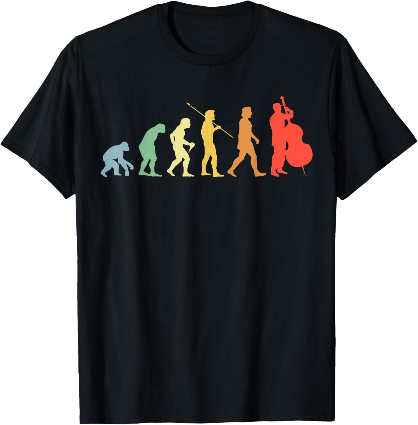 Double Bass Evolution Retro Chello Double Bass Player T-Shirt - T-Shirt | Black