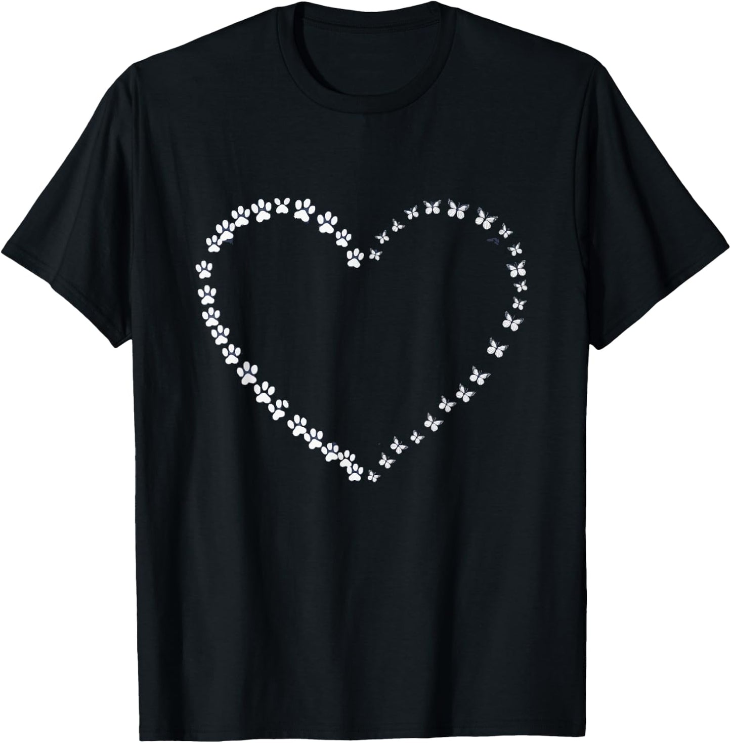 Butterflies Heart Dog And Butterfly Women T-Shirt - T-Shirt | Black