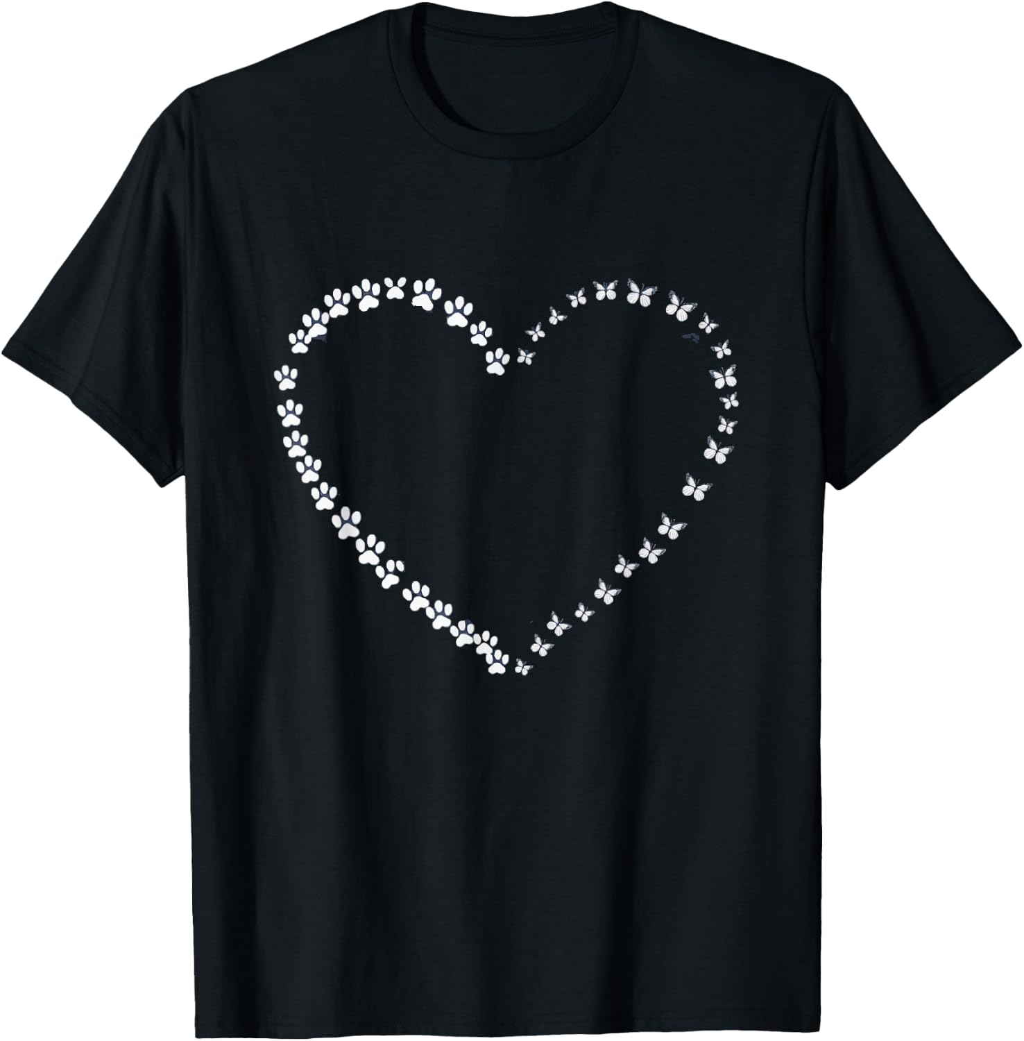 Butterflies Heart Dog And Butterfly Women T-Shirt - T-Shirt | Black