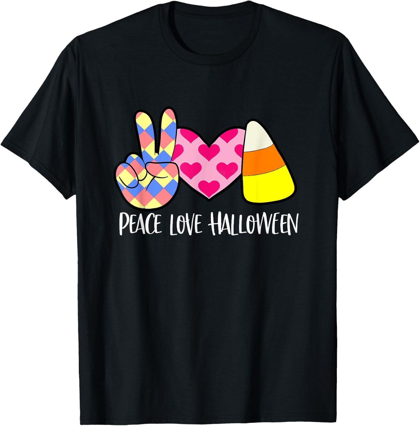 Candy Corn Peace Love Halloween T-Shirt - T-Shirt | Black
