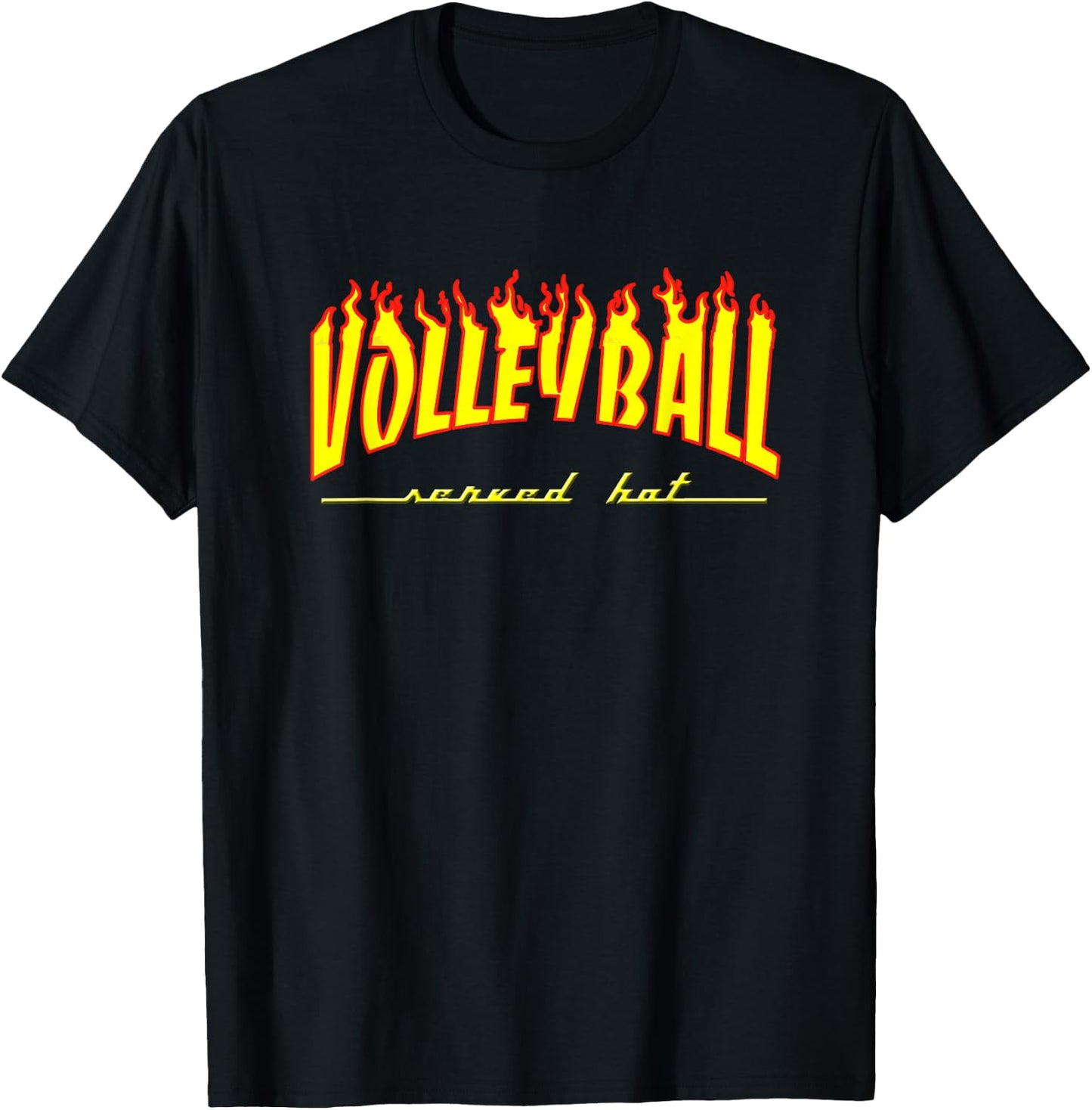 Volleyball Served Hot Burning Hot Design for Game Day Wear T-Shirt - T-Shirt | Black