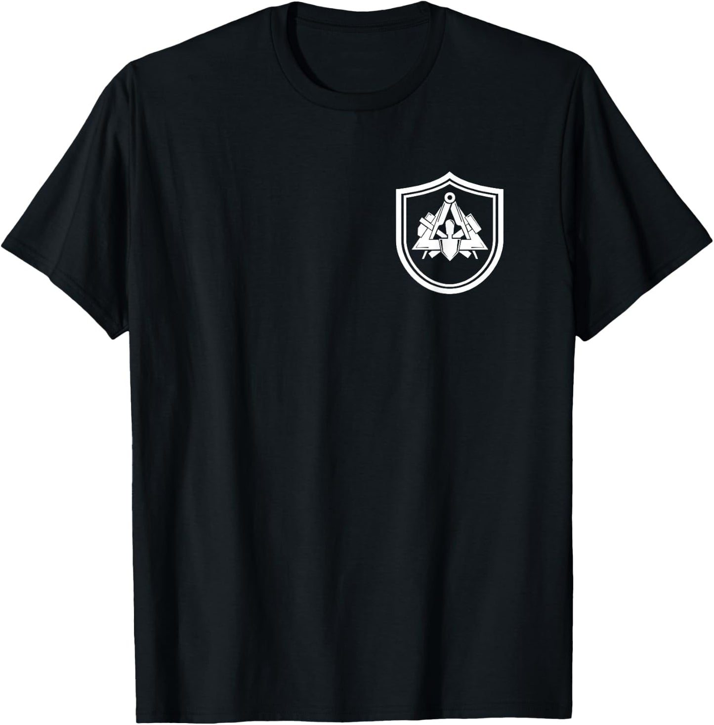 Maurer Wappen Schild traditionelles Zunftzeichen auf Brust T-Shirt - T-Shirt | Black