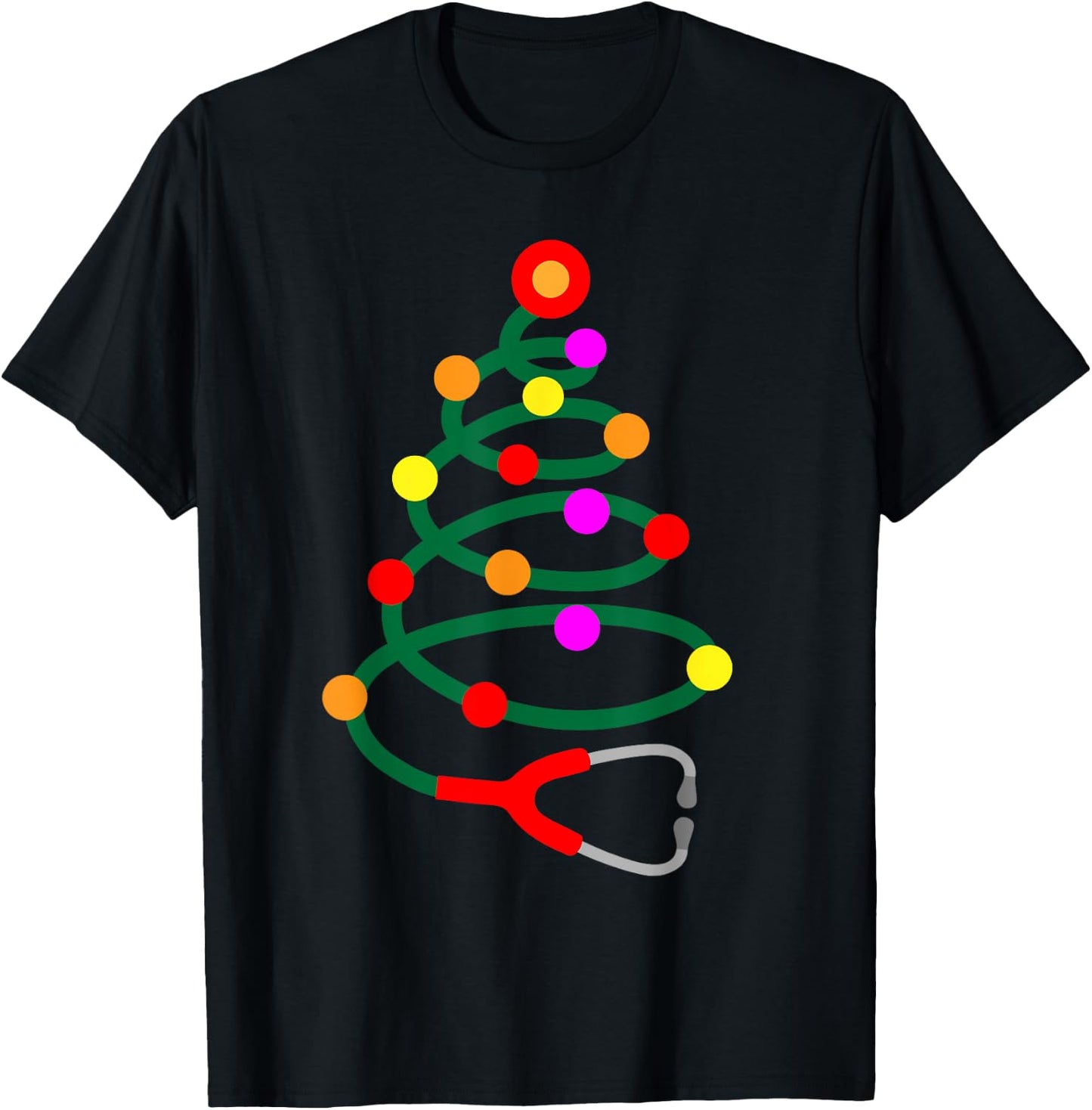 Nurse Christmas Tree Stethoscope Nurses Xmas Scrub Top T-Shirt - T-Shirt | Black