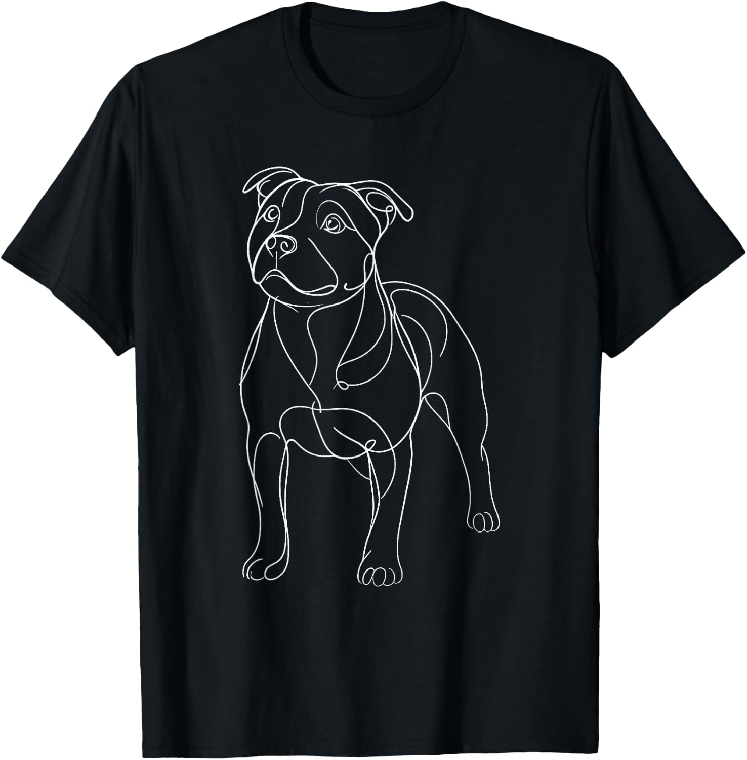 Line Art Staffordshire Bull Terrier Staffy Terriers T-Shirt - T-Shirt | Black