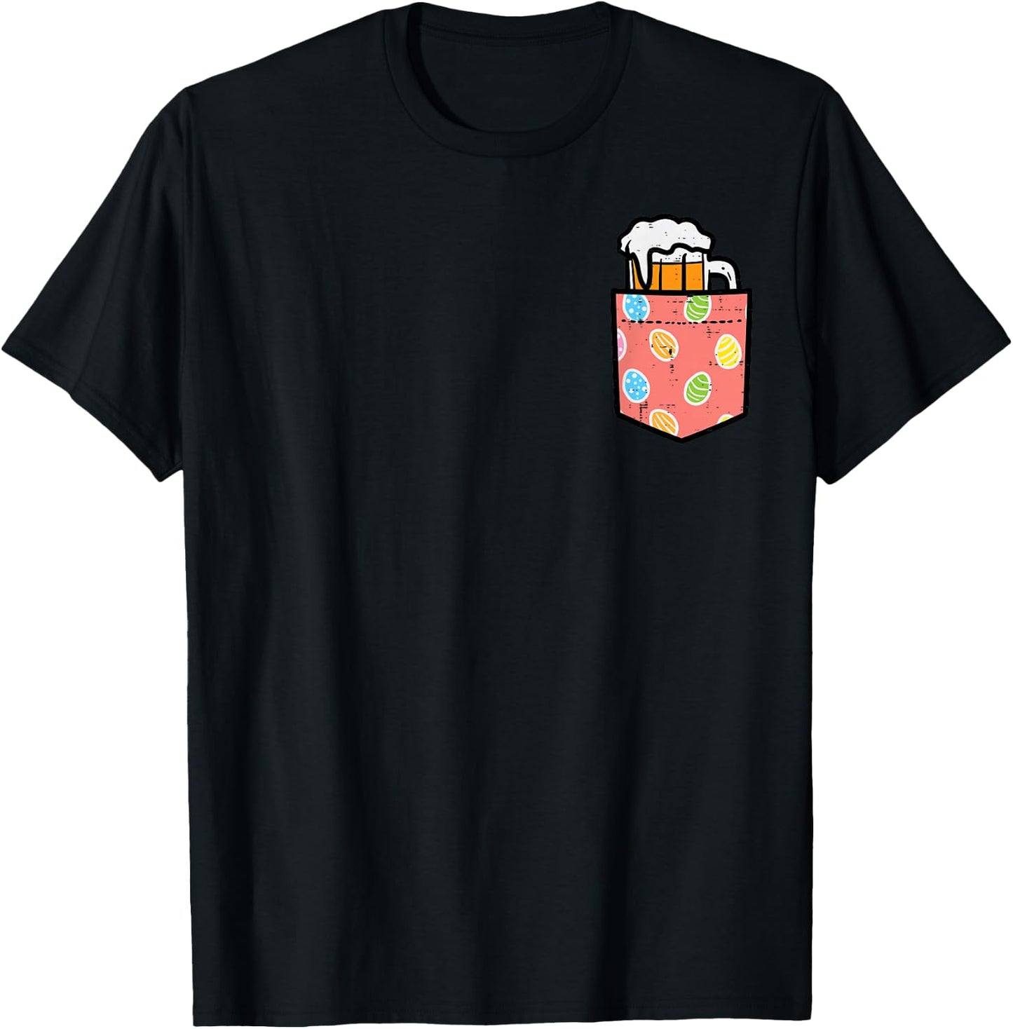 Happy Easter Mug Eggs Pocket Funny Hoppy Dad Team Men Women T-Shirt - T-Shirt | Black