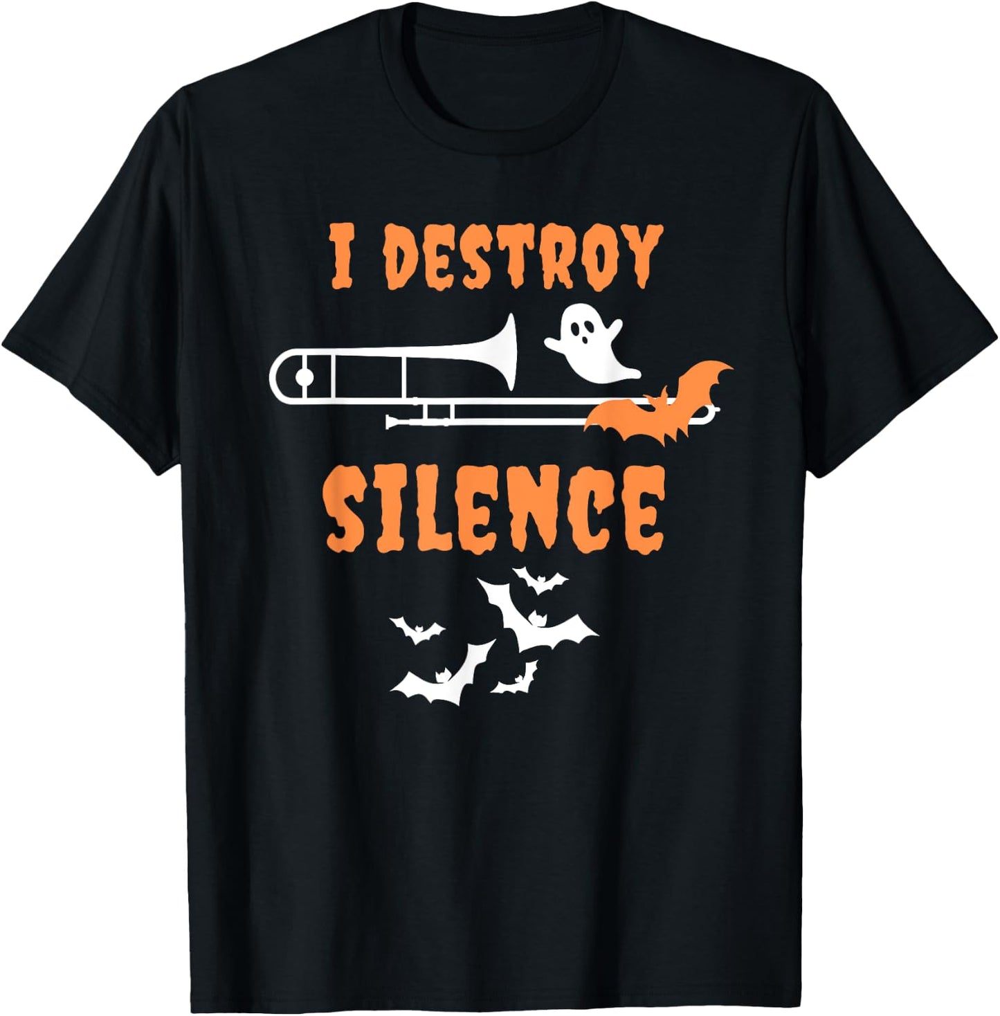 Halloween Trombone Musician School Band Spooky T-Shirt - T-Shirt | Black