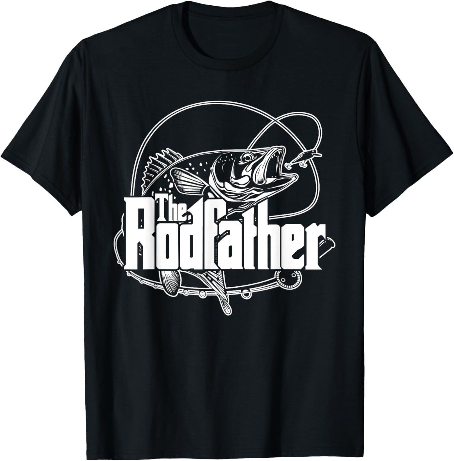 The Rodfather T Shirt - Funny Parody Fishing Gifts T-Shirt - T-Shirt | Black