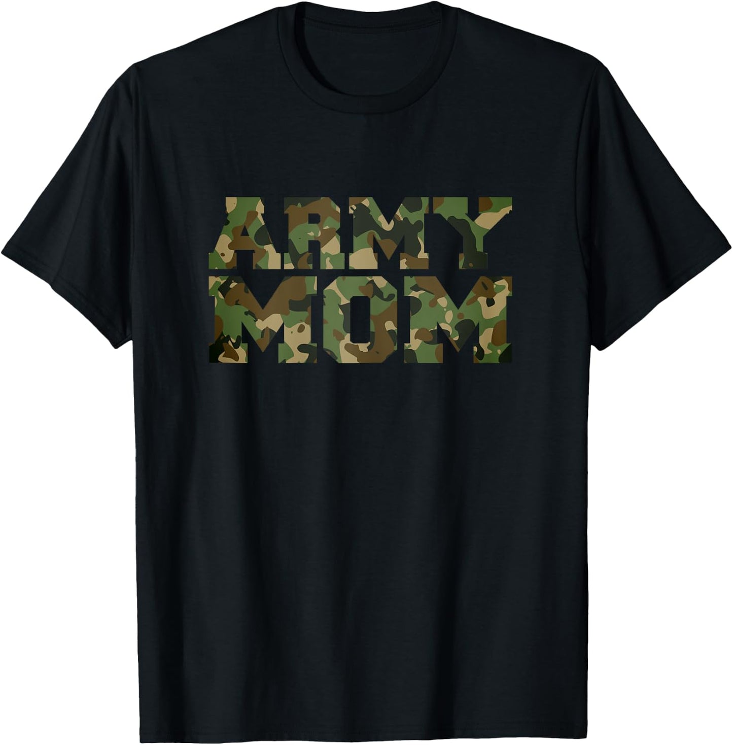 Army Mom Distressed Font with Army pattern, Mom of US Army T-Shirt - T-Shirt | Black