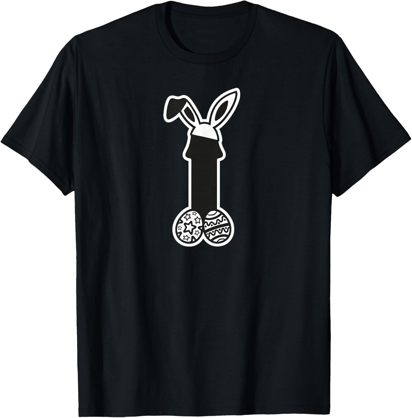 Funny bunny ears with Easter eggs T-Shirt - T-Shirt | Black