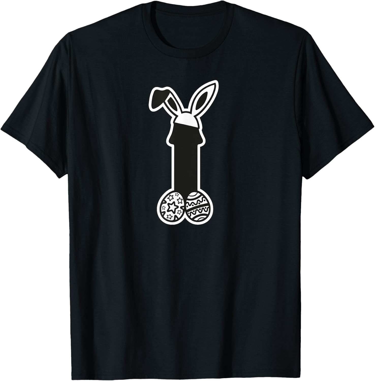 Funny bunny ears with Easter eggs T-Shirt - T-Shirt | Black
