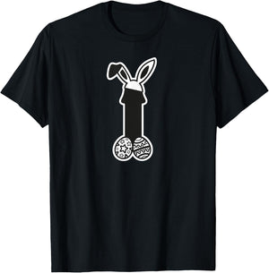 Funny bunny ears with Easter eggs T-Shirt - T-Shirt | Black