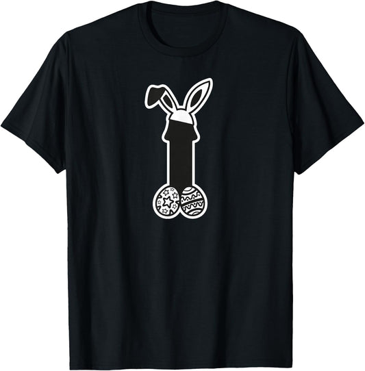 Funny bunny ears with Easter eggs T-Shirt - T-Shirt | Black