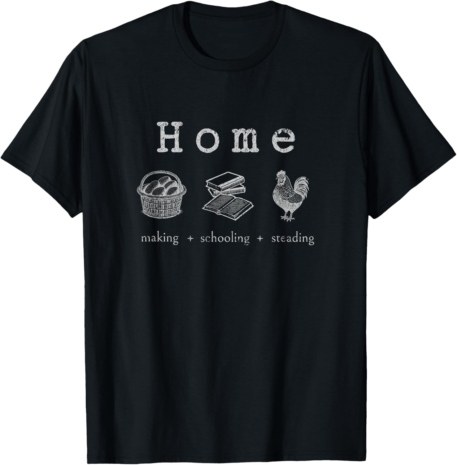 Homemaking, Homeschooling, Homesteading, Line Art T-Shirt - T-Shirt | Black