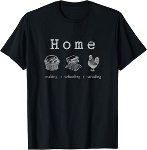 Homemaking, Homeschooling, Homesteading, Line Art T-Shirt - T-Shirt | Black