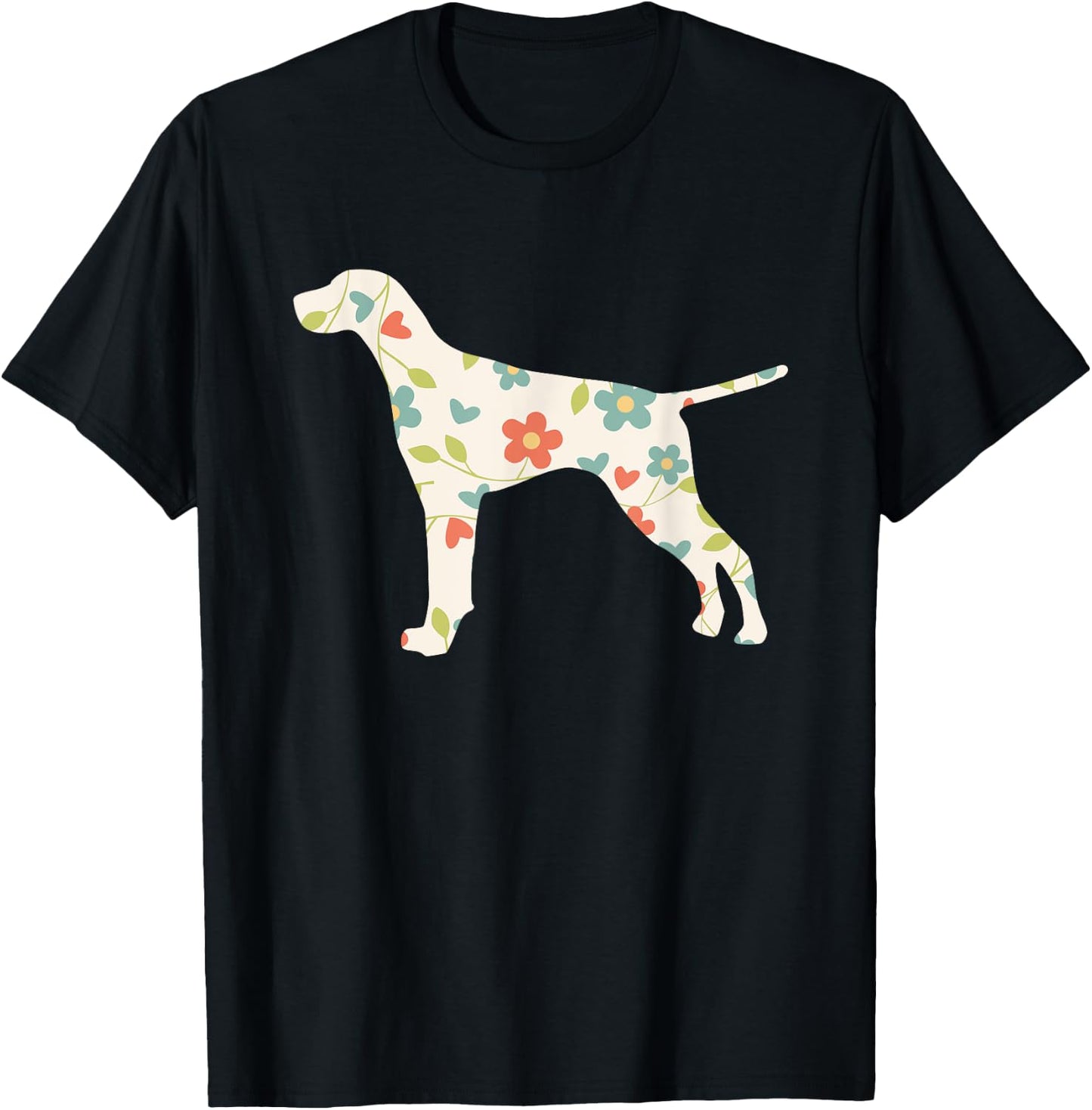 German Shorthair Pointer Dog Flower Silhouette T-Shirt - T-Shirt | Black