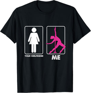 Funny Pole Dancer Pole Dancing Your Girlfriend Me T-Shirt - T-Shirt | Black