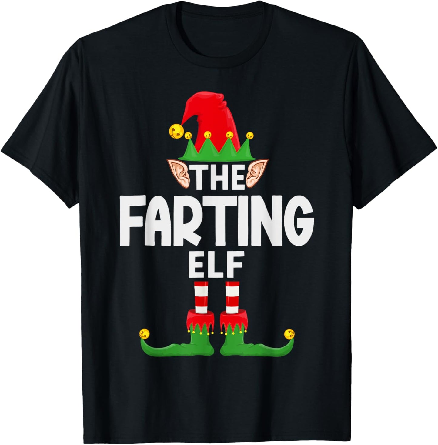 The Farting Elf Family Christmas Pajama Party T-Shirt - T-Shirt | Black