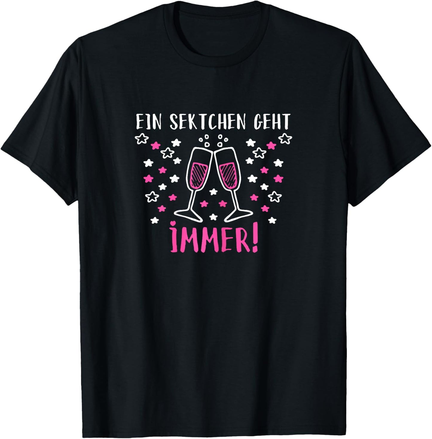 Sekt - Lustige Sprüche Frauen Mädels Ein Sektchen geht immer T-Shirt - T-Shirt | Black