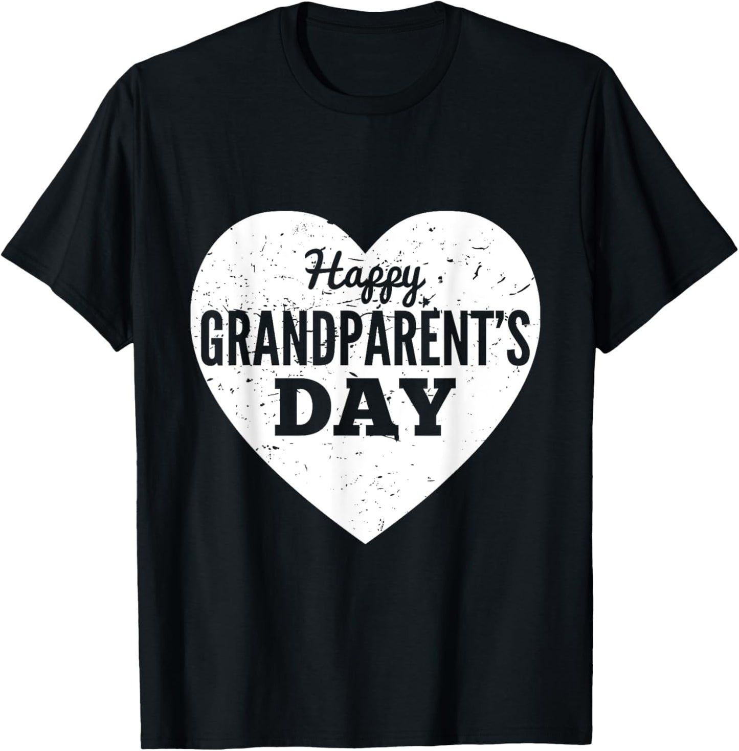 Heart Happy Grand Parents Day Grandma Grandpa T-Shirt - T-Shirt | Black
