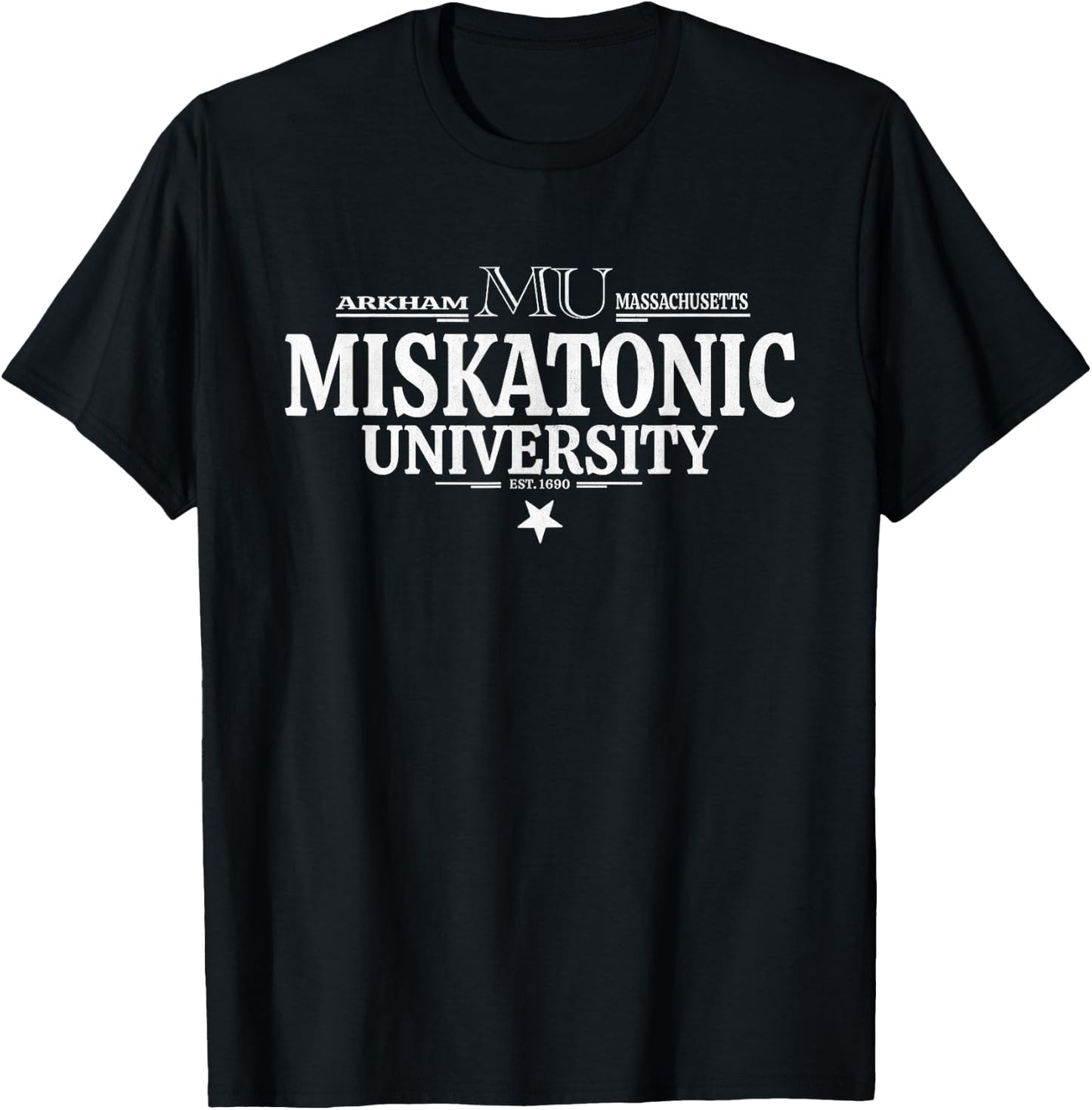 Miskatonic Lovecraft Arkham University Emblem , Black, S T-Shirt - T-Shirt | Black