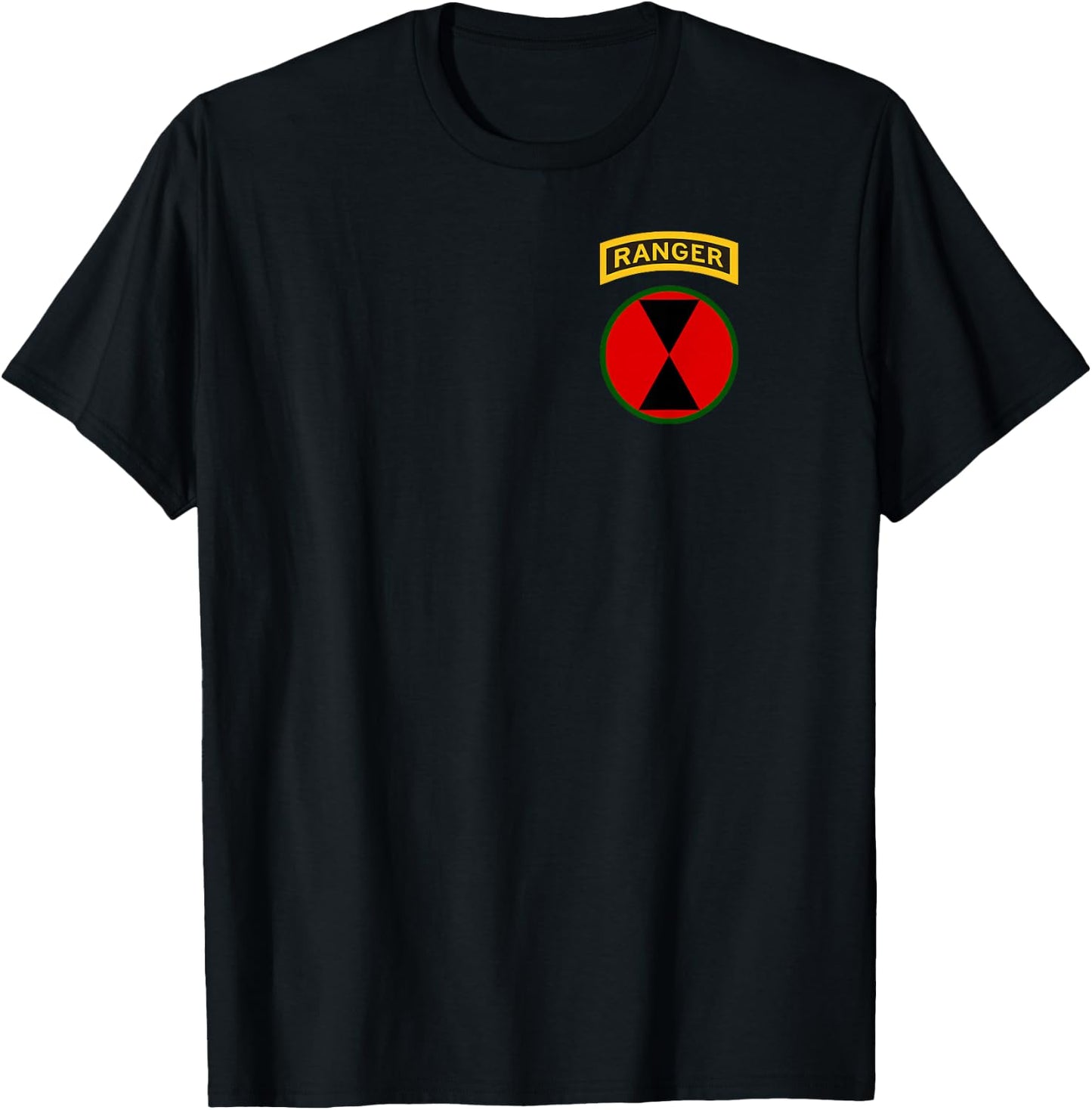 7th Infantry Division Patch with Ranger Tab - 7th ID T-Shirt - T-Shirt | Black