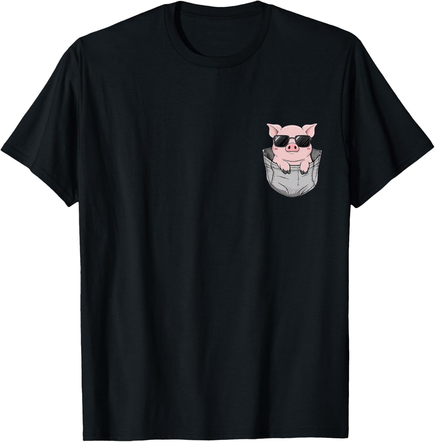 Pig in Pocket T-Shirt - T-Shirt | Black