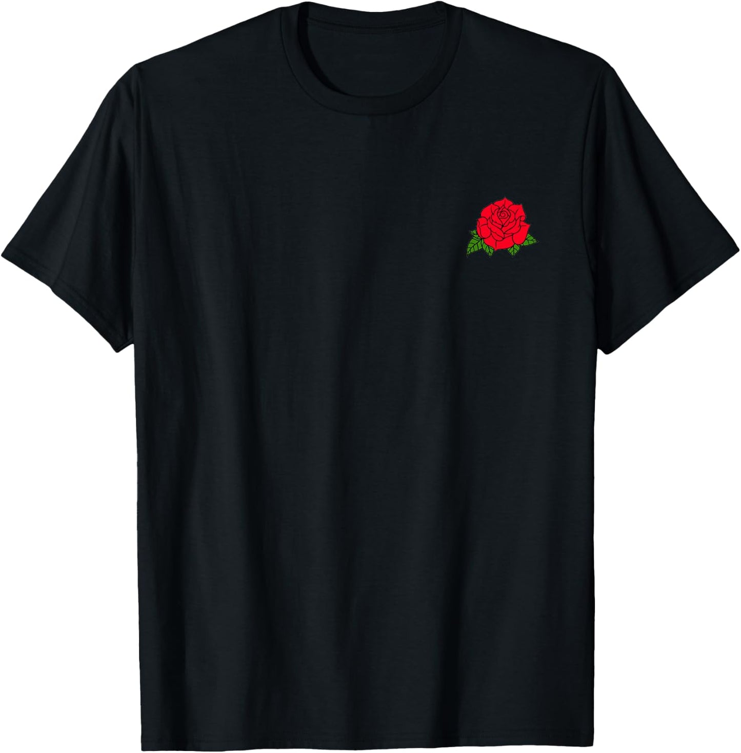 Red Rose Pocket Patch T-Shirt - T-Shirt | Black