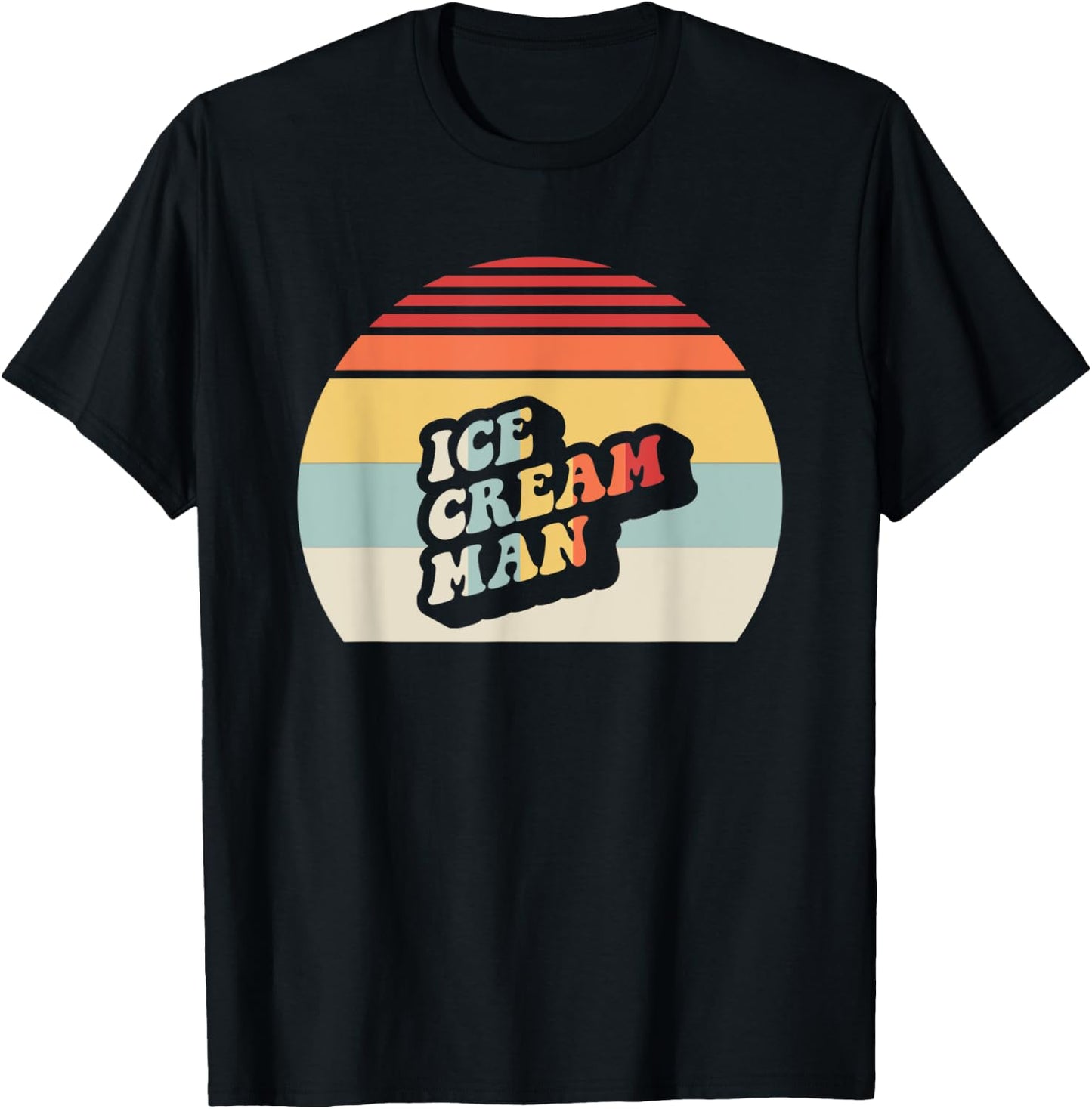 Ice Cream Man Retro Sunset Style T-Shirt - T-Shirt | Black
