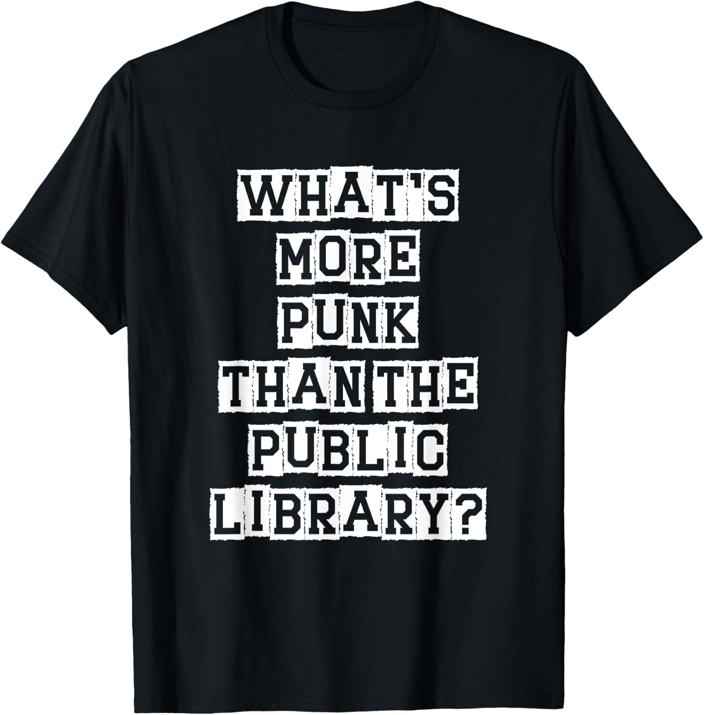 Funny Book Lover Music Reading Apparel Retro Women's Black Small What's More Punk Than The Public Library T-Shirt - T-Shirt | Black