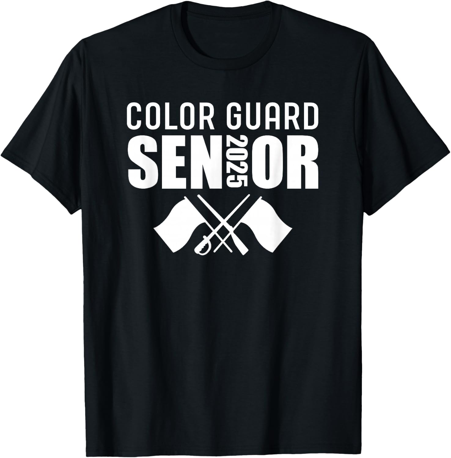 2025 Senior Color Guard Class of 2025 Marching Band Flag T-Shirt - T-Shirt | Black