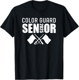 2025 Senior Color Guard Class of 2025 Marching Band Flag T-Shirt - T-Shirt | Black