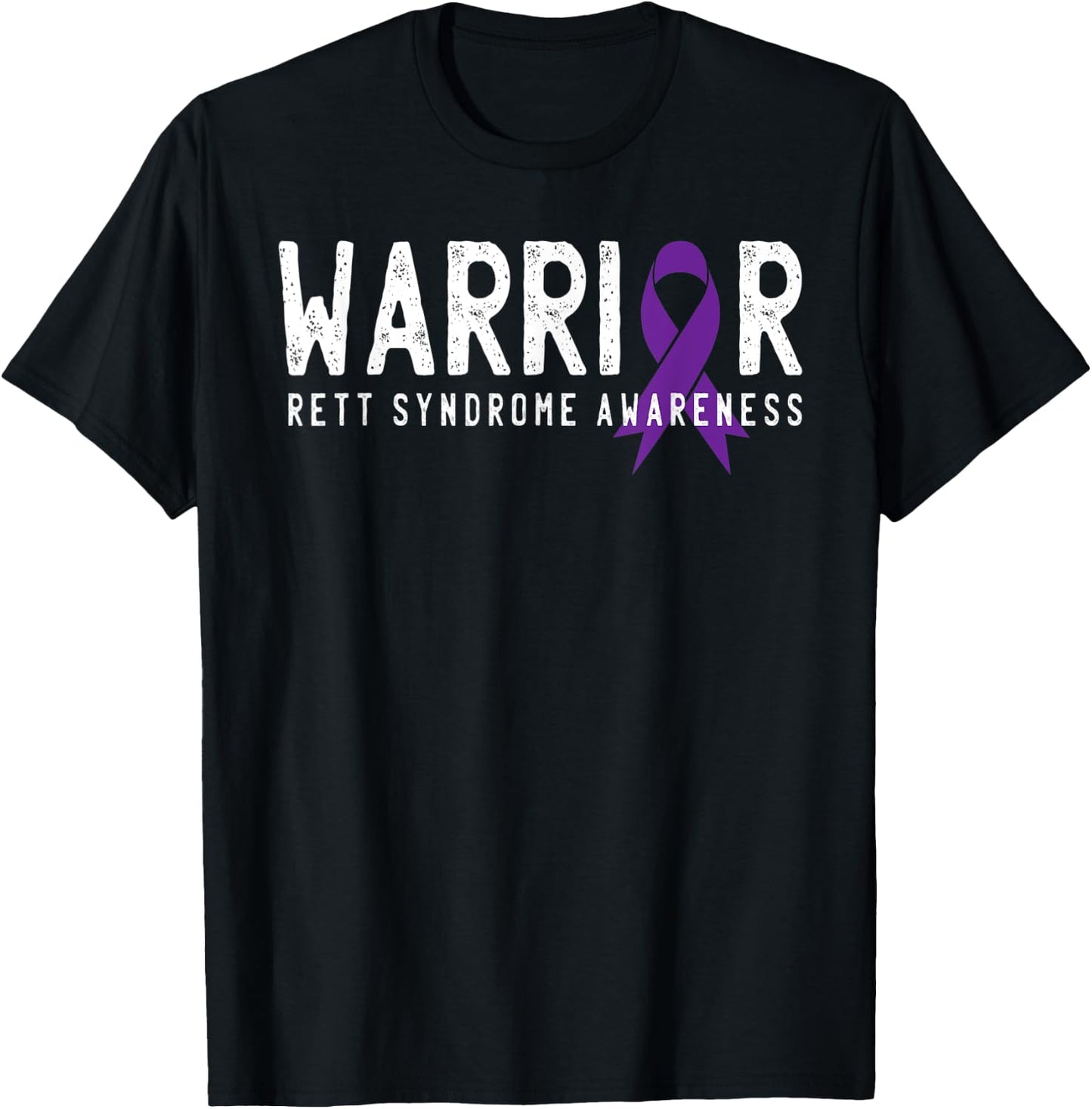 Warrior Rett Syndrome Awareness Purple Ribbon Fighter Gift T-Shirt - T-Shirt | Black