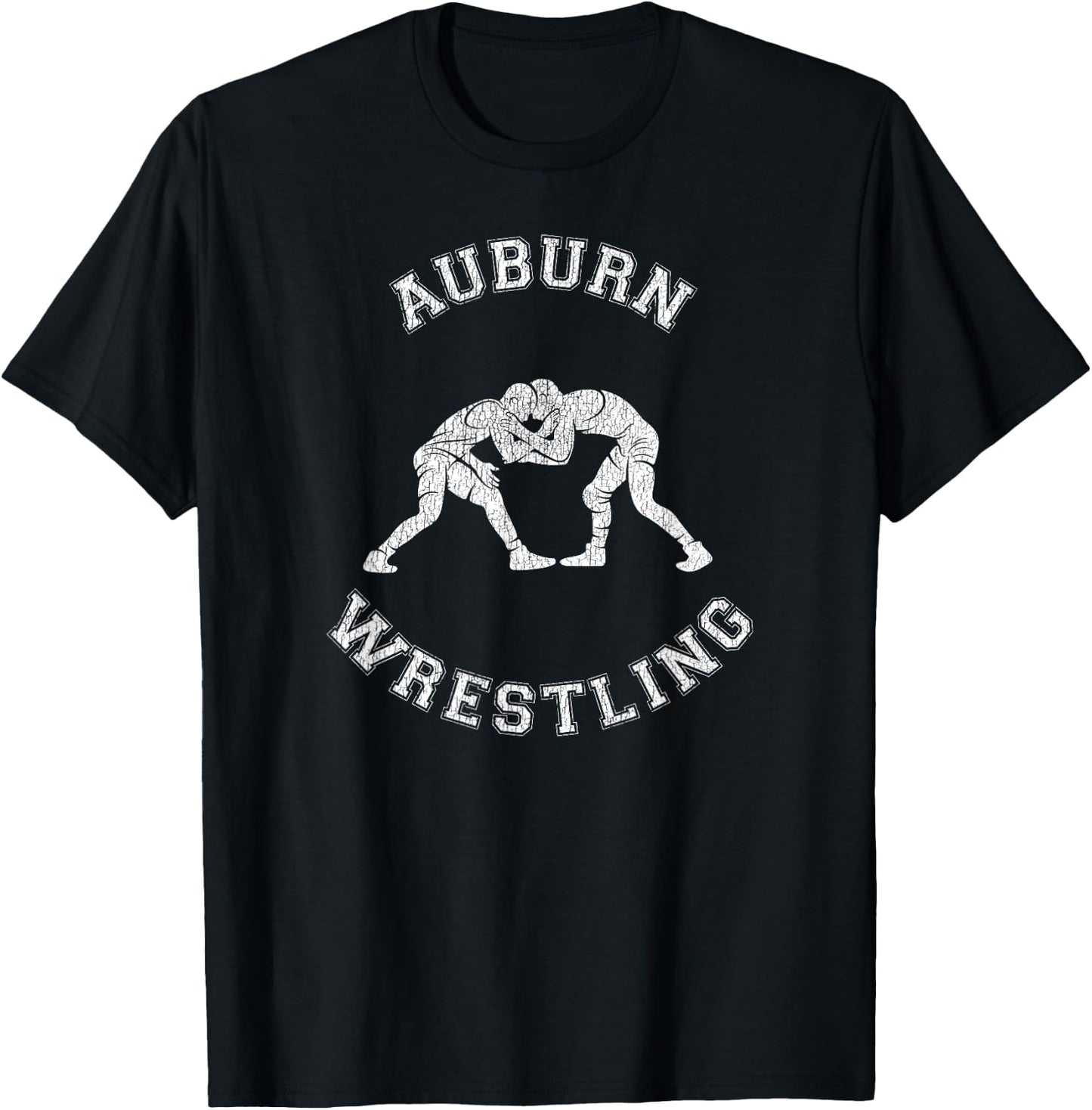 Auburn Wrestling Distressed Retro Wrestler T-Shirt - T-Shirt | Black