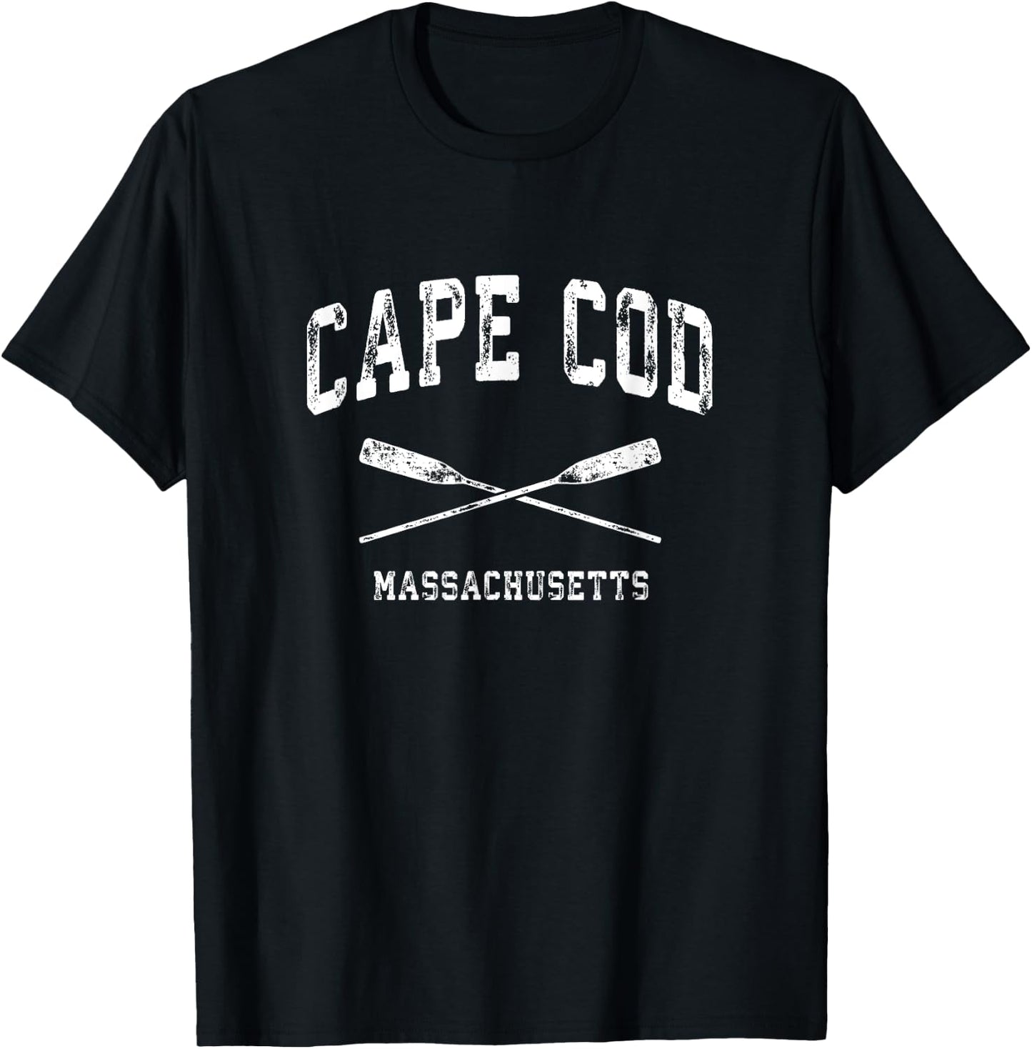 Cape Cod Massachusetts Vintage Nautical Crossed Oars T-Shirt - T-Shirt | Black