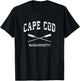 Cape Cod Massachusetts Vintage Nautical Crossed Oars T-Shirt - T-Shirt | Black