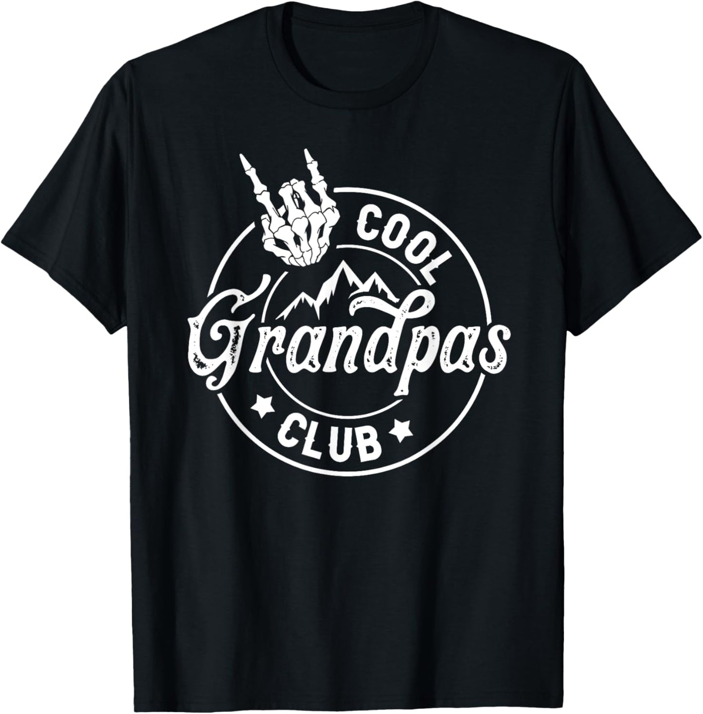 Funny Grandpa Fathers Day Cool Grandpas Club Skeleton Hand T-Shirt - T-Shirt | Black