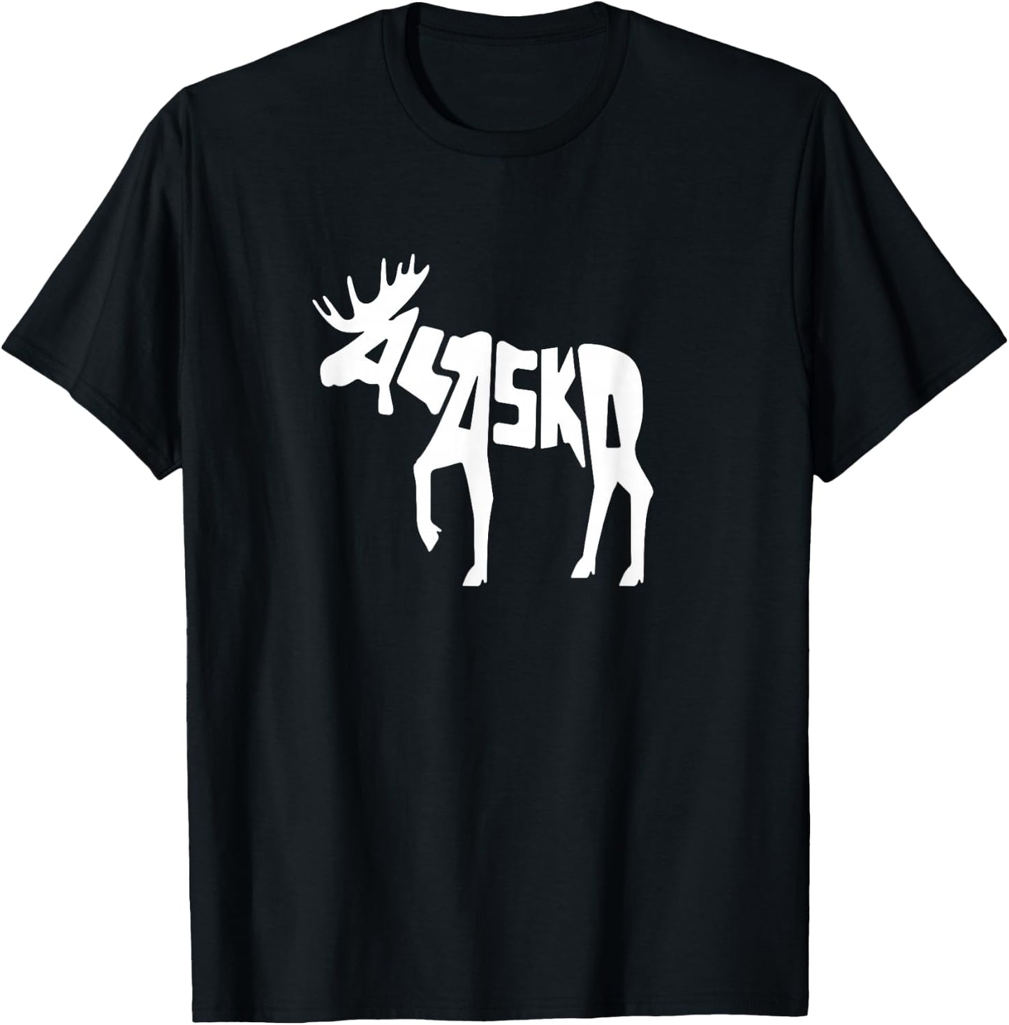 Alaska Moose Word Art - Funny Animal T-Shirt - T-Shirt | Black