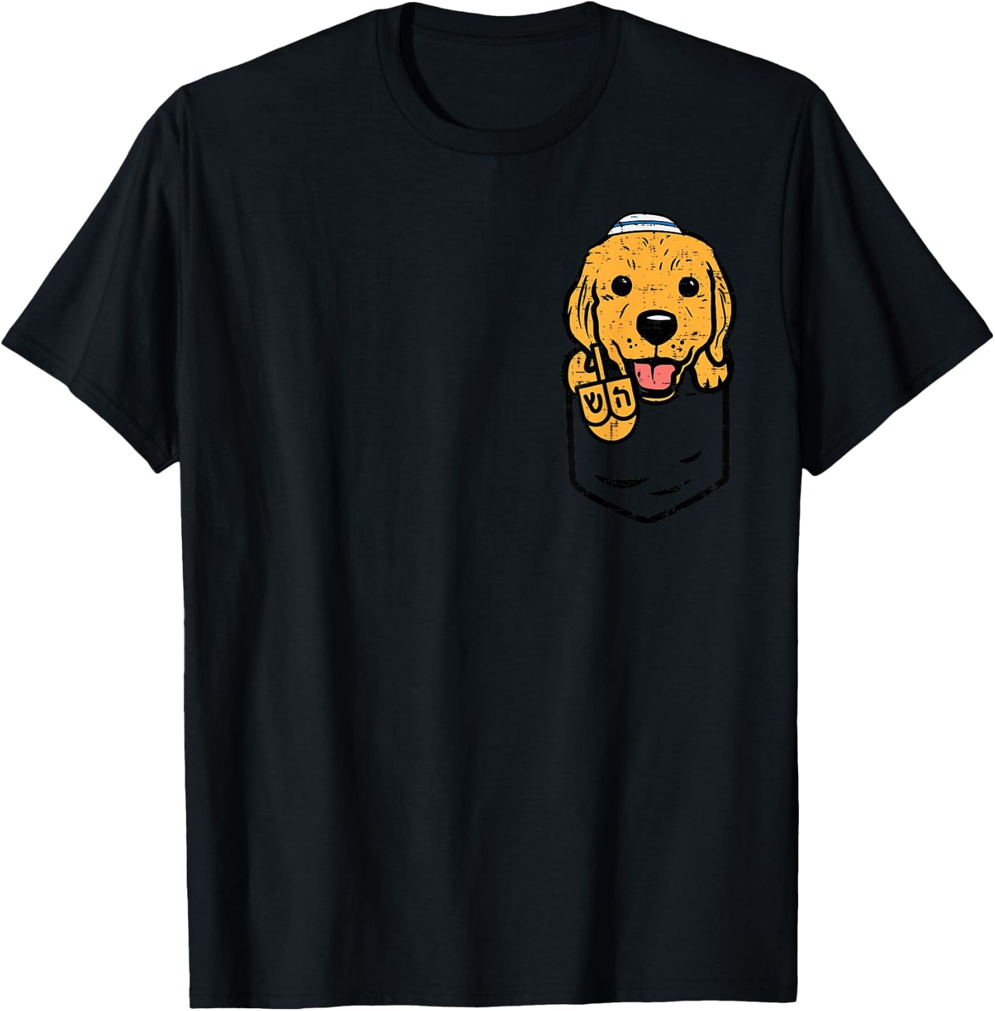 Pocket Golden Retriever Dog Hanukkah Pajamas Chanukah PJs T-Shirt - T-Shirt | Black