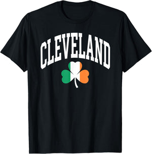 Cleveland St Patricks Day Irish Flag Shamrock T-Shirt - T-Shirt | Black