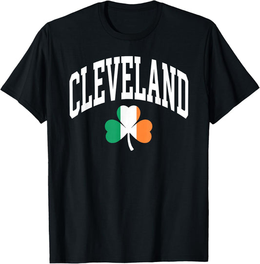 Cleveland St Patricks Day Irish Flag Shamrock T-Shirt - T-Shirt | Black