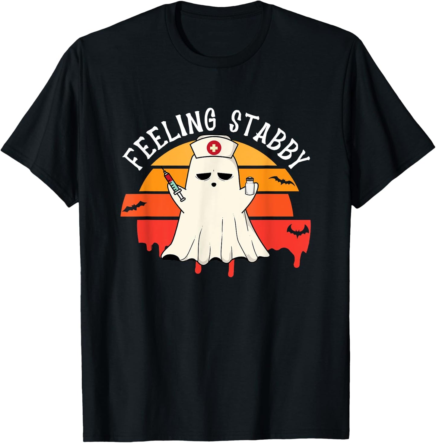 Feeling Stabby Phlebotomy Nurse Ghost Halloween Phlebotomist T-Shirt - T-Shirt | Black