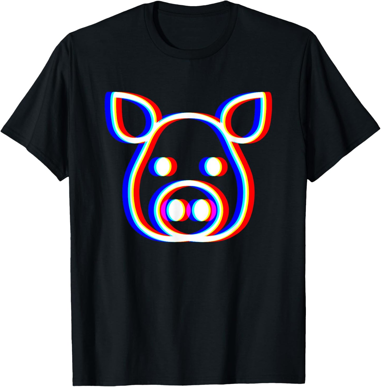 Pig Face Vaporwave Rave EDM Techno Music Fan T-Shirt - T-Shirt | Black