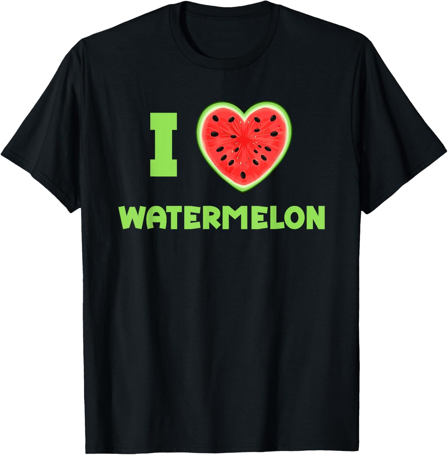I Love Watermelon Heart Funny Melon T-Shirt - T-Shirt | Black