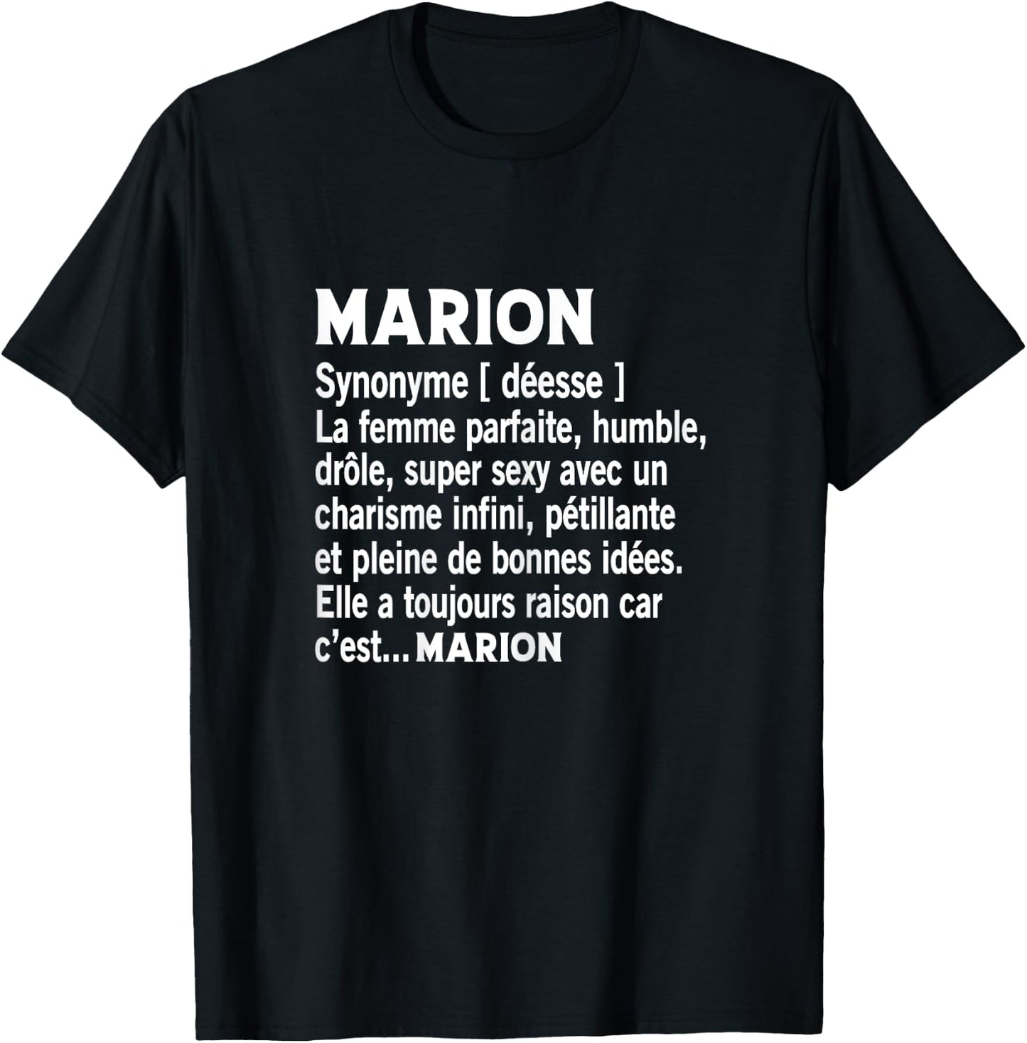 Woman Humor Personalized Gift Name Marion Definition T-Shirt - T-Shirt | Black