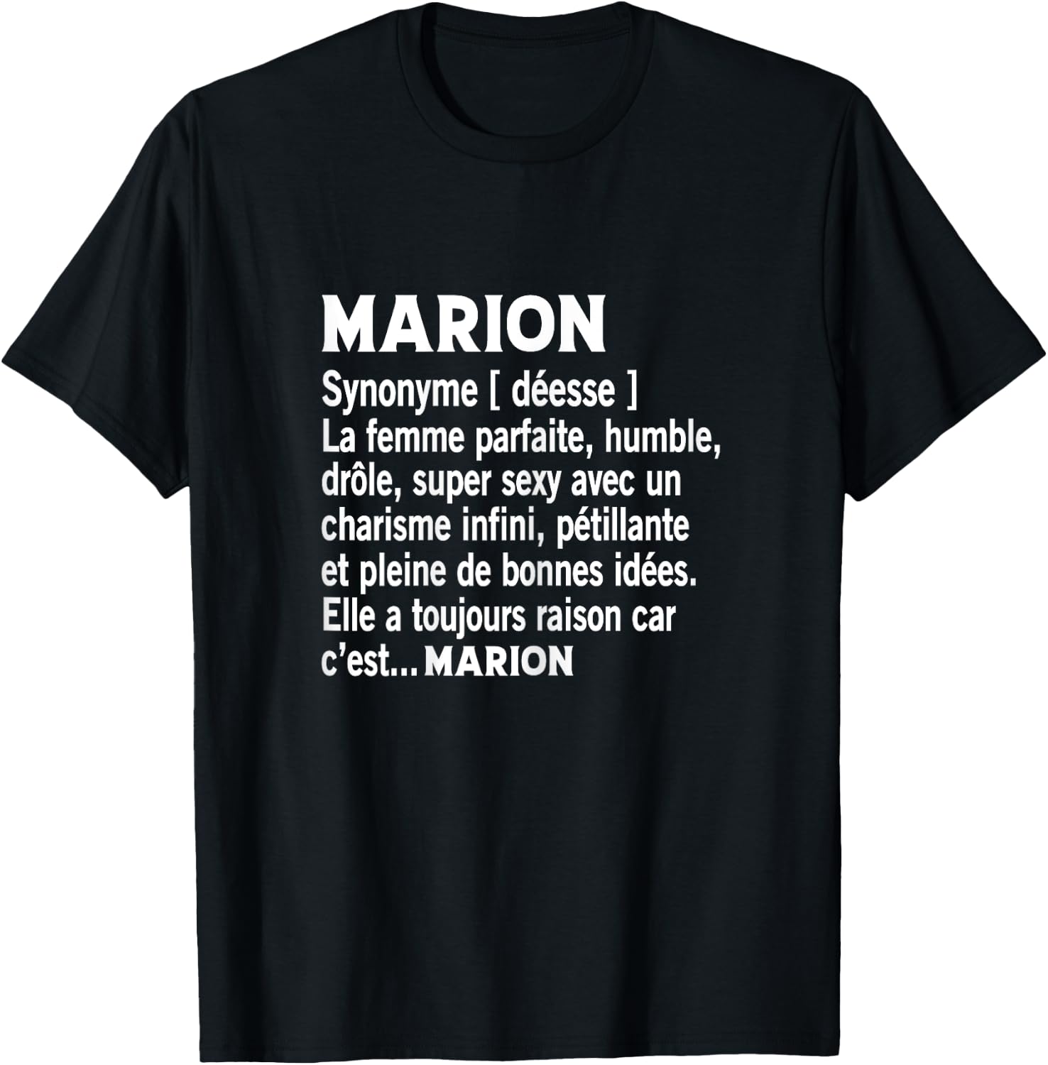 Woman Humor Personalized Gift Name Marion Definition T-Shirt - T-Shirt | Black