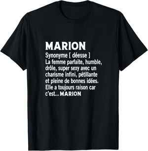 Woman Humor Personalized Gift Name Marion Definition T-Shirt - T-Shirt | Black